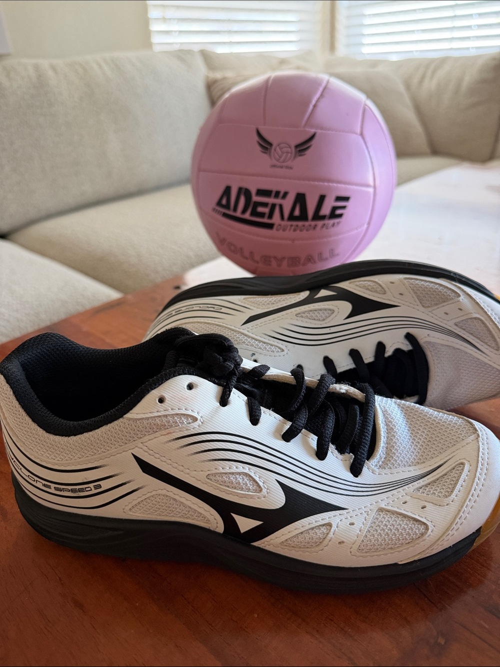Mizuno Women's Volleyball Sneakers (White and Black Athletic)